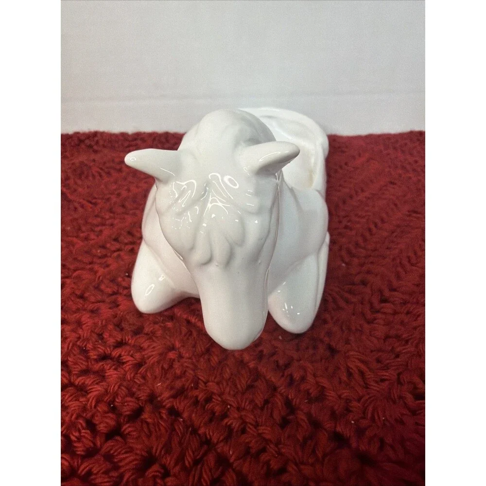 White Ceramic Horse Trinket Dish Jewelry Holder Ring Catchall Decor